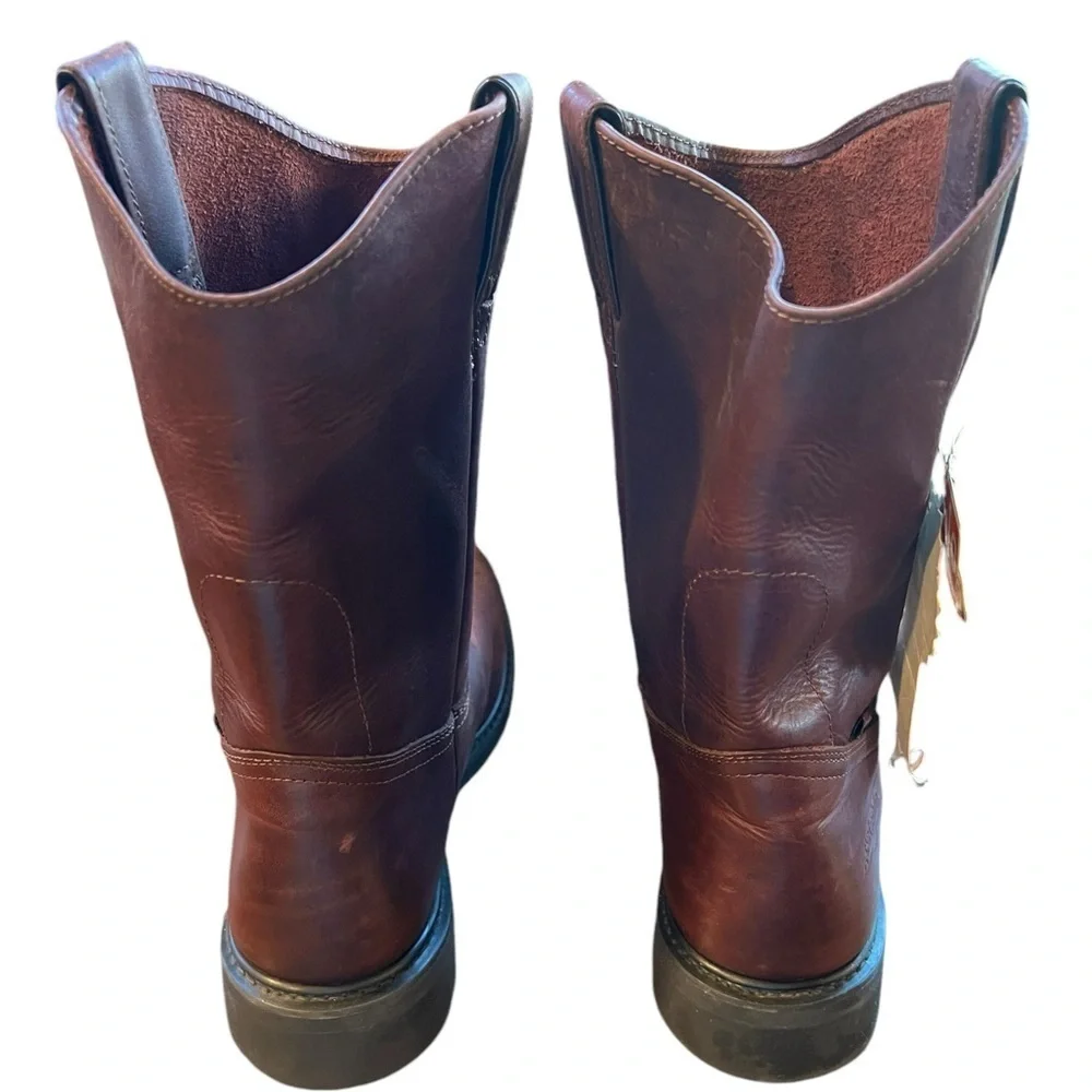 MENS authentic LEATHER roper pull on Establo WORK boots for men New with tag